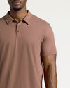 Dark Heather Sepia Short Sleeve Tall Polo with collar and buttons visible.