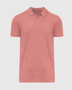True ClassicHeather Cayenne Short Sleeve Tall Polo with classic collar and button placket.