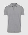 Heather Gray Short Sleeve Tall Polo with classic collar and two-button placket.