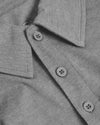 Heather Gray Short Sleeve Tall Polo close-up, highlighting collar and button details.