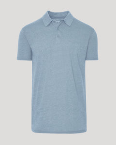 True ClassicHeather Indigo Short Sleeve Tall Polo with classic collar and three-button placket.