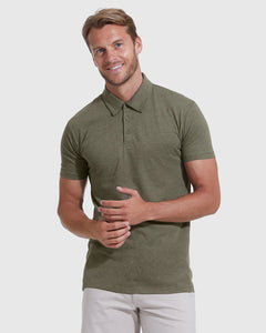 True ClassicHeather Military Green Short Sleeve Tall Polo