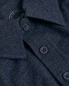 Heather Navy Short Sleeve Tall Polo close-up showing collar and buttons.