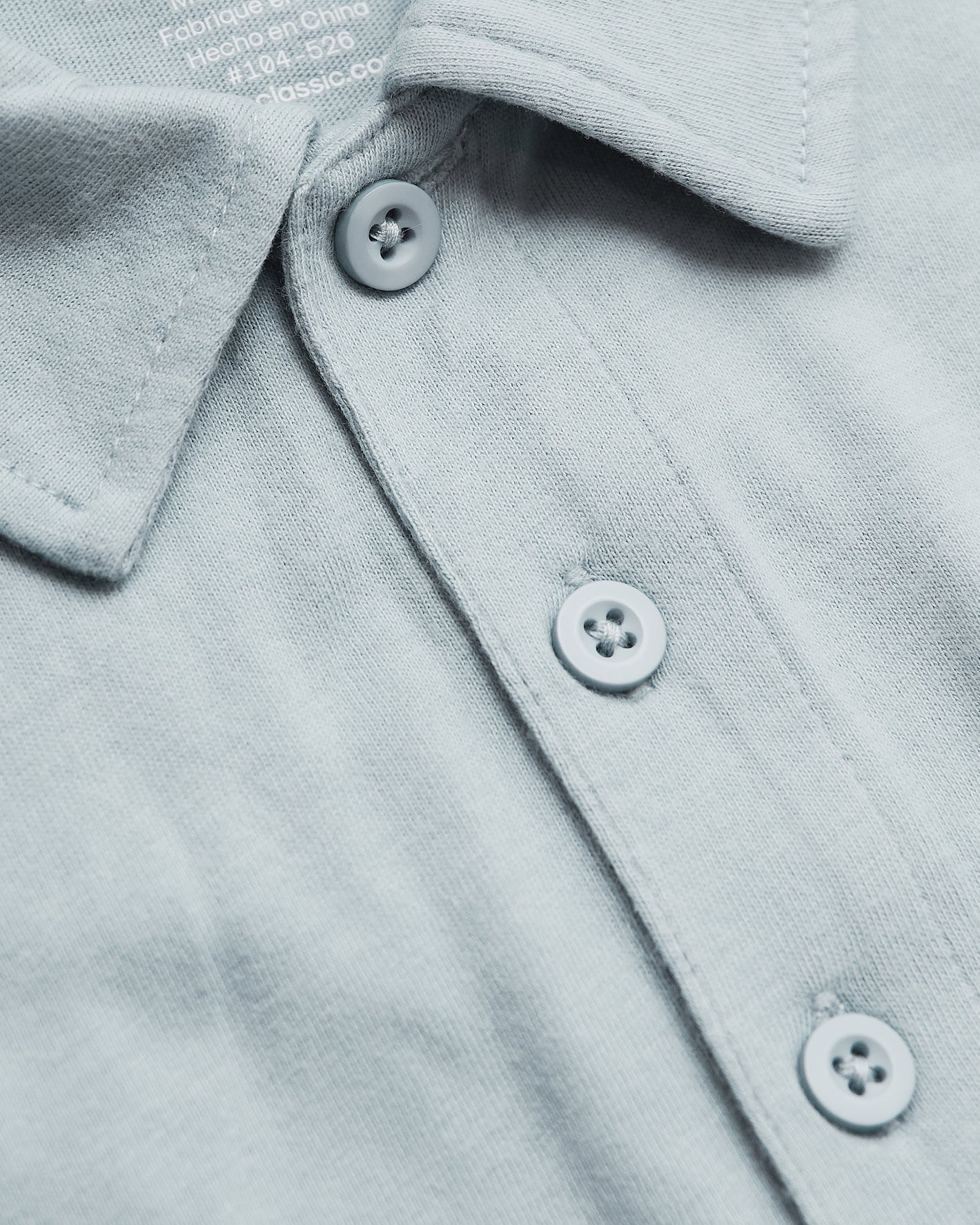 Icicle Short Sleeve Tall Polo close-up, showing collar and buttons.