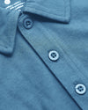 Indigo Short Sleeve Tall Polo with knit collar and buttoned placket.