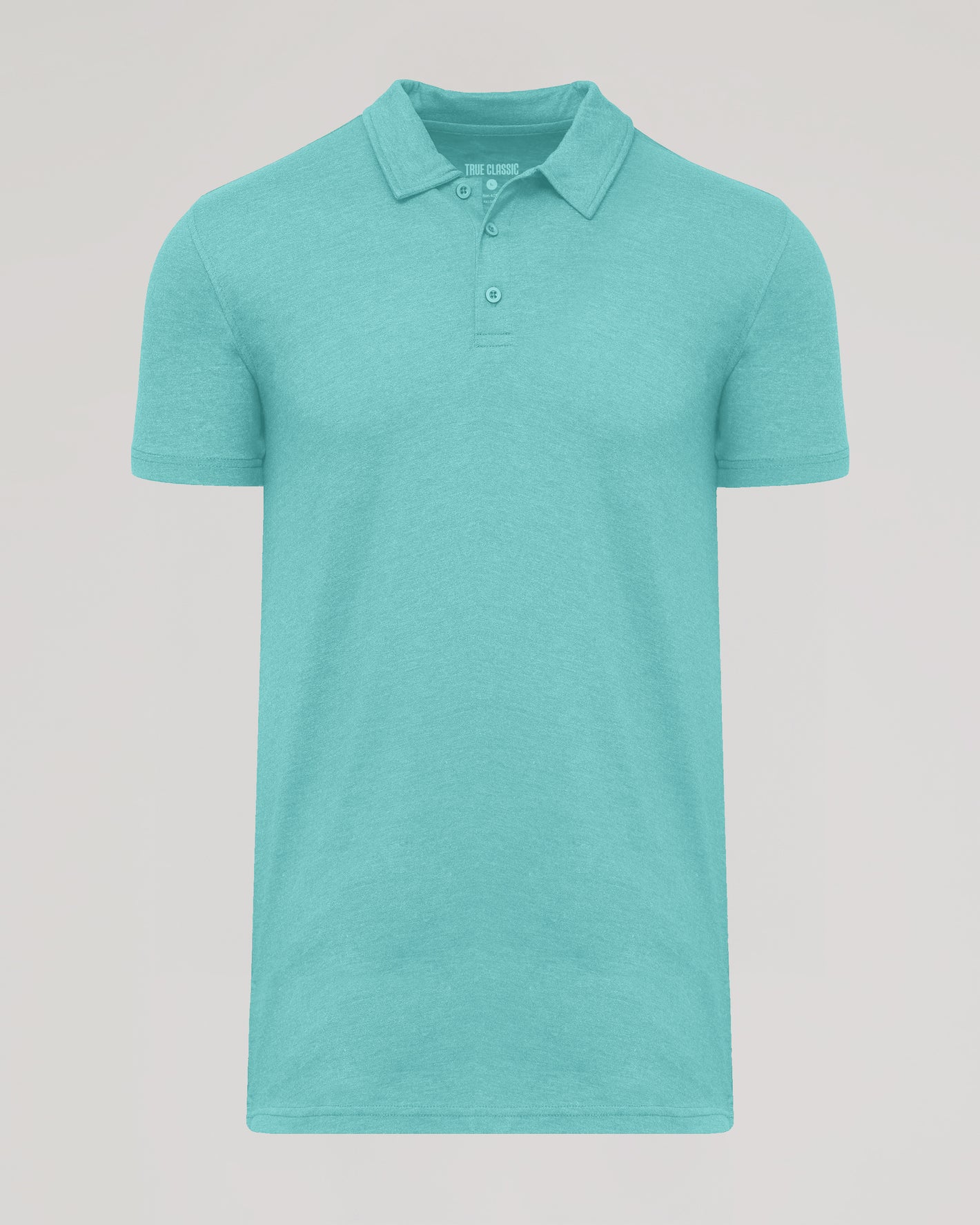 Light Heather Greenery Short Sleeve Tall Polo with a classic collar and two-button placket.