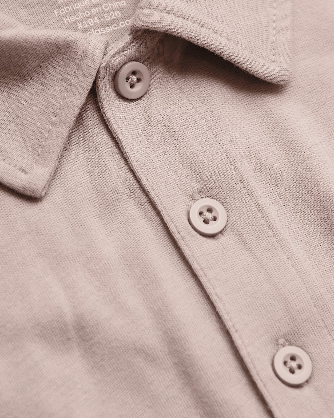 Light Heather Slate Mauve Short Sleeve Tall Polo with collar and buttons.