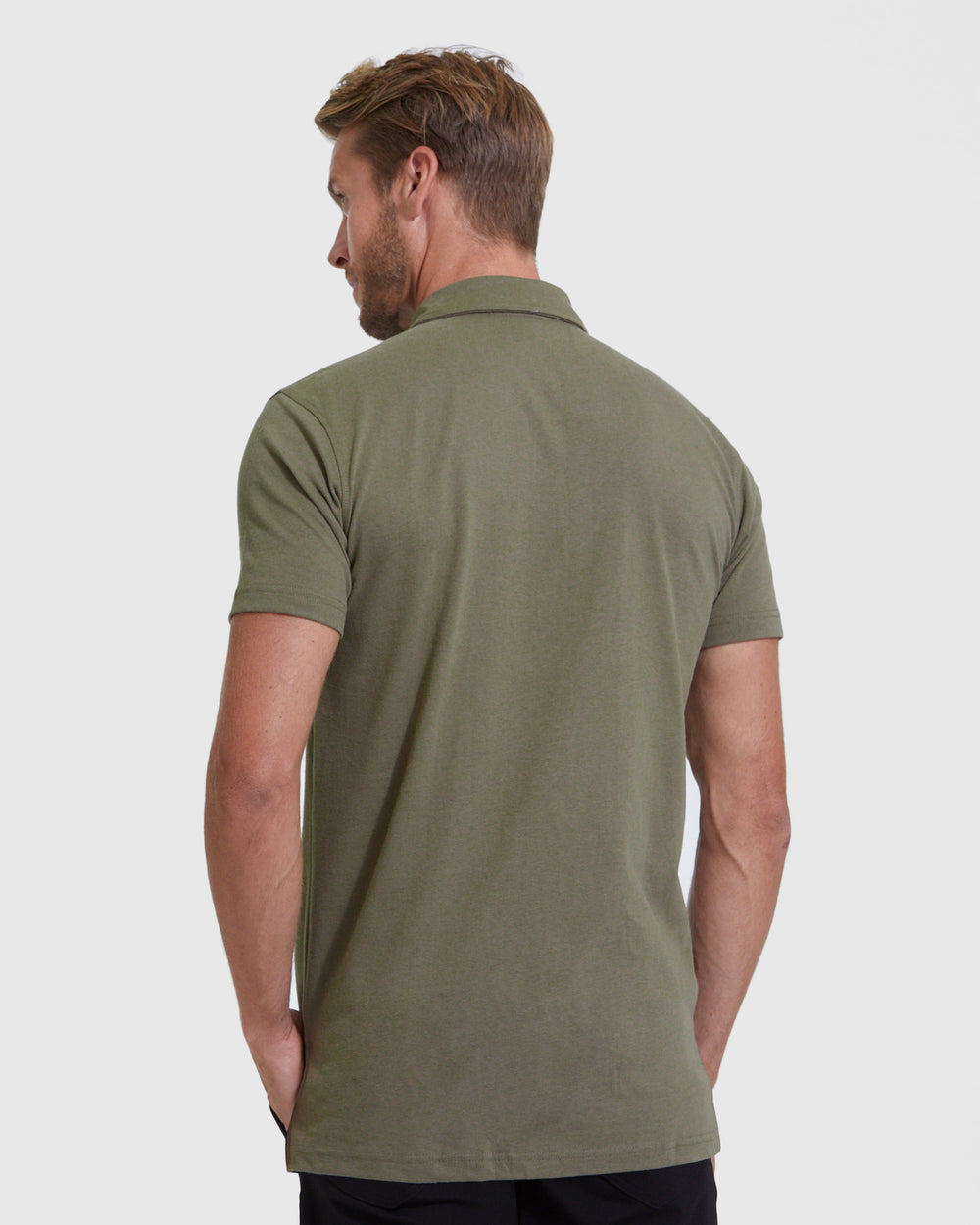 Military Green Short Sleeve Tall Polo