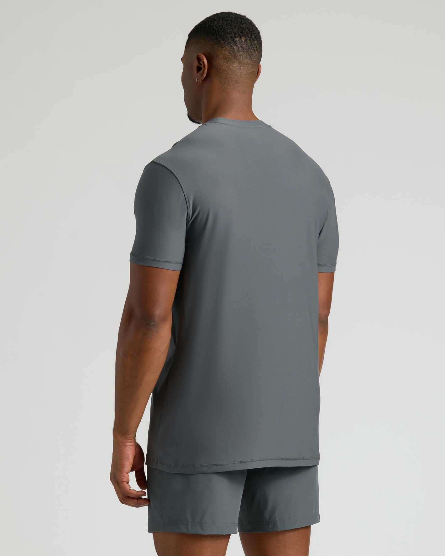 Carbon Tall Active Crew Neck 2.0 back view, showcasing sleek fit and design.
