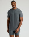 Man wearing Timeless Tall Active Crew 6-Pack in slate-gray.