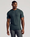 Dark Heather Forest Tall Active Crew Neck 2.0 on model.