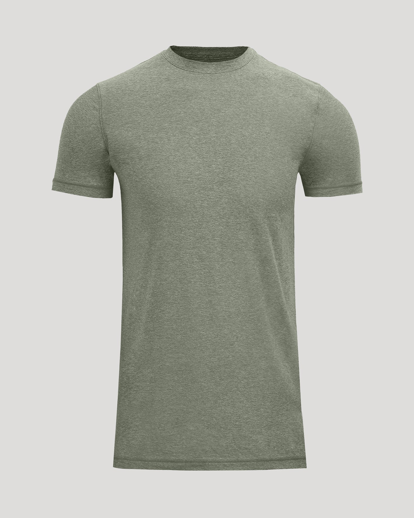 Heather Juniper Tall Active Crew Neck 2.0 in muted olive-green.