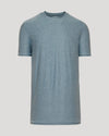 Heather Indigo Tall Active Crew Neck T-shirt, short sleeves, neutral backdrop.