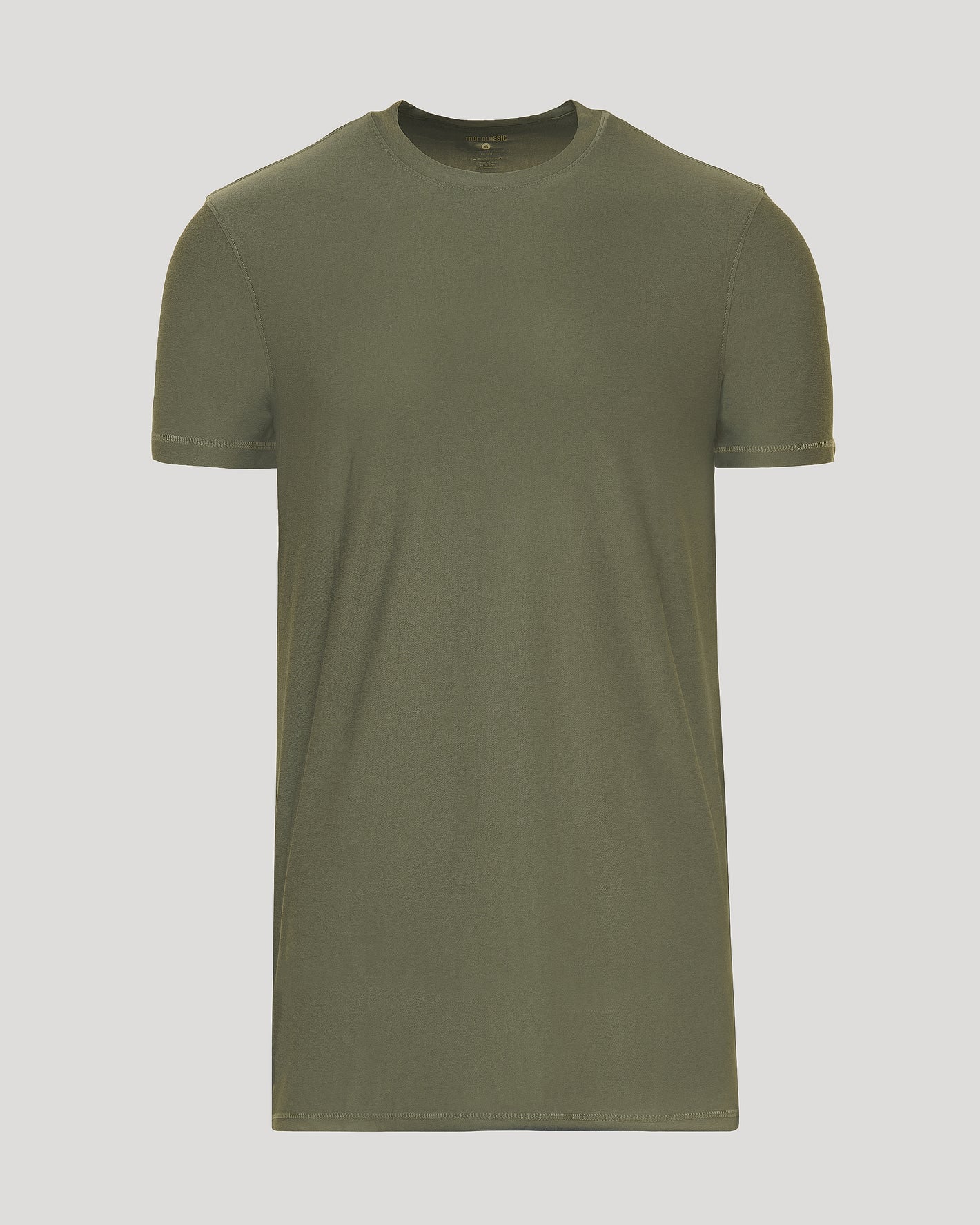 Military Green Tall Active Crew Neck 2.0 T-shirt on display.