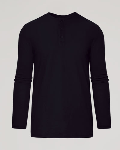 Tall Classic Long Sleeve Henley - Black