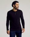 Man wearing All Black Tall Classic Long Sleeve Henley, showcasing fit and style.