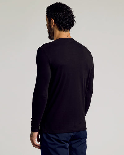 Tall Classic Long Sleeve Henley - Black