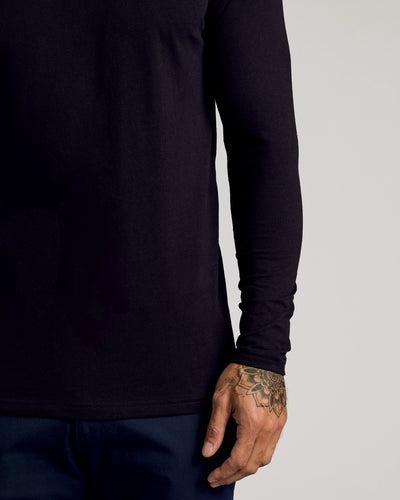 Tall Classic Long Sleeve Henley - Black