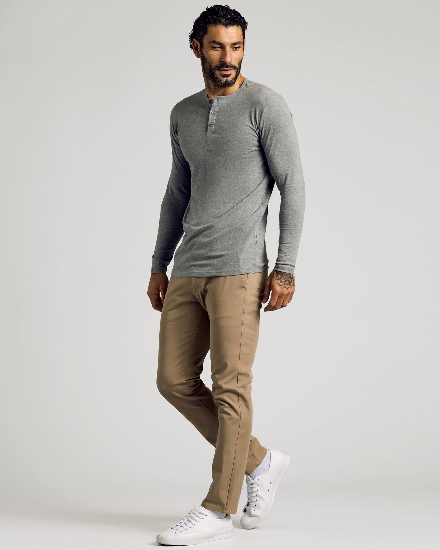 Heather Gray Tall Classic Long Sleeve Henley