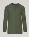 Camiseta Henley larga mangas largas verde militar