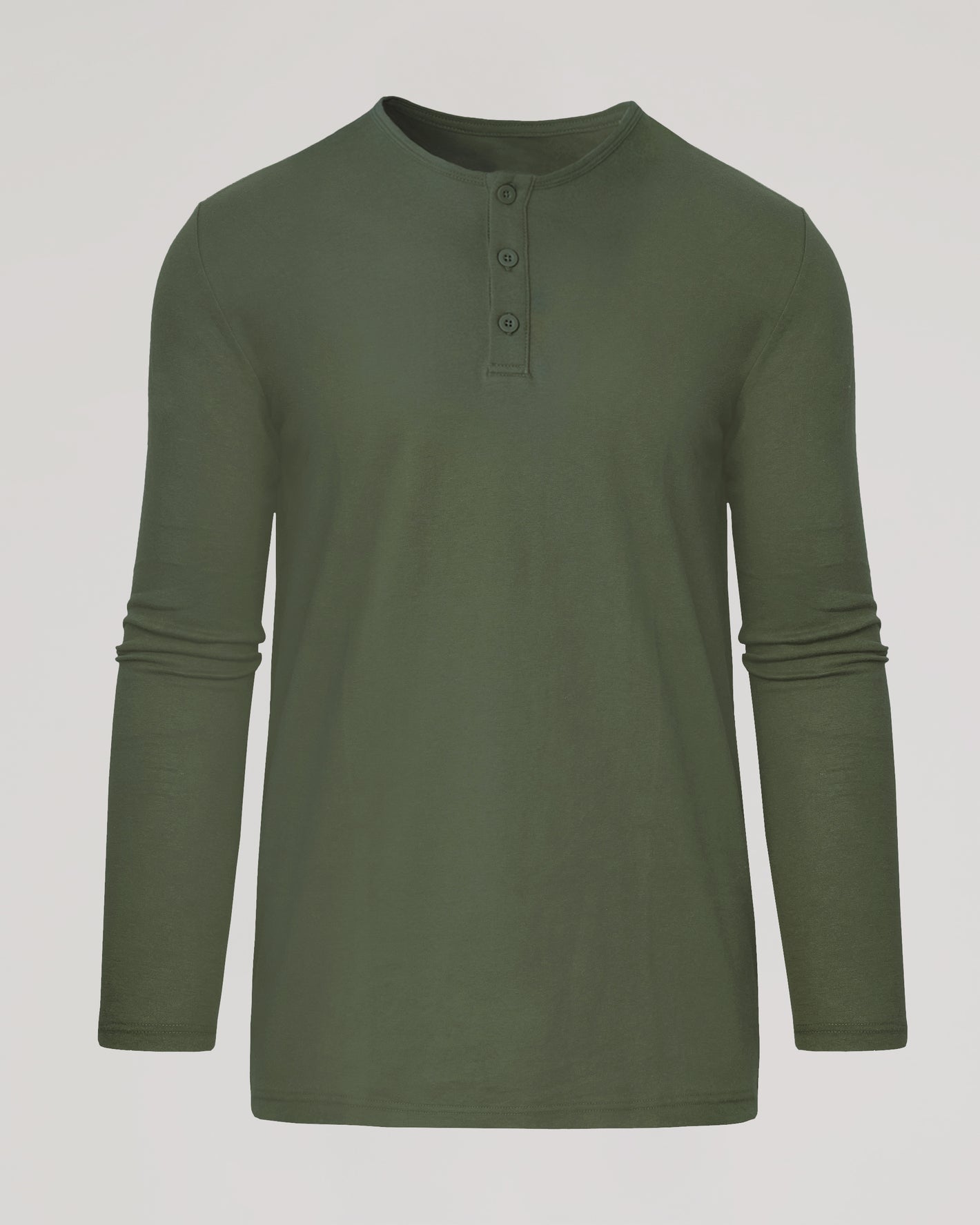 Camiseta Henley larga mangas largas verde militar