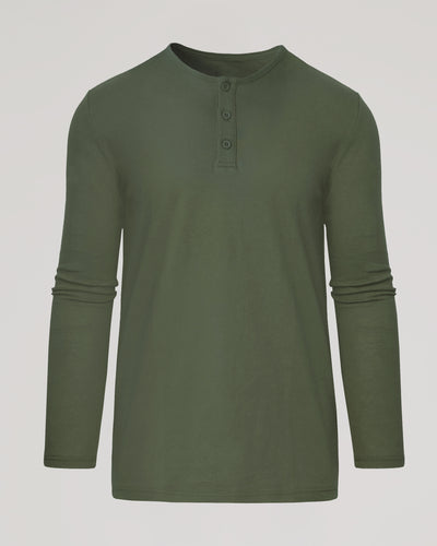 Tall Classic Long Sleeve Henley - Military Green