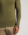 Camiseta Henley larga mangas largas verde militar