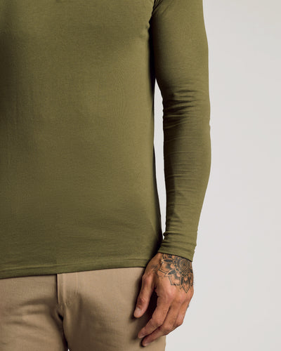 Tall Classic Long Sleeve Henley - Military Green