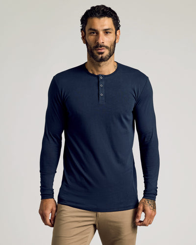 Tall Classic Long Sleeve Henley - Navy