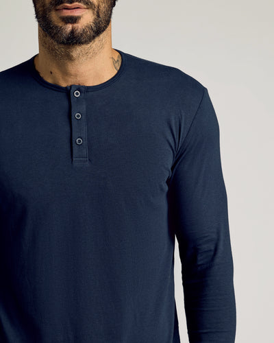 Tall Classic Long Sleeve Henley - Navy