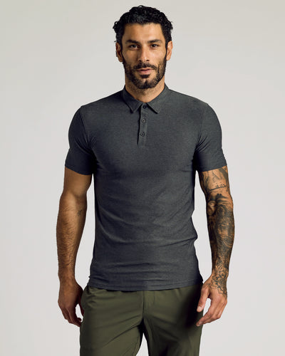 Tall Active Polo - Charcoal Heather Gray