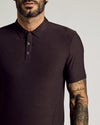 Man wearing Dark Heather Cocoa Short Sleeve Tall Active Polo.