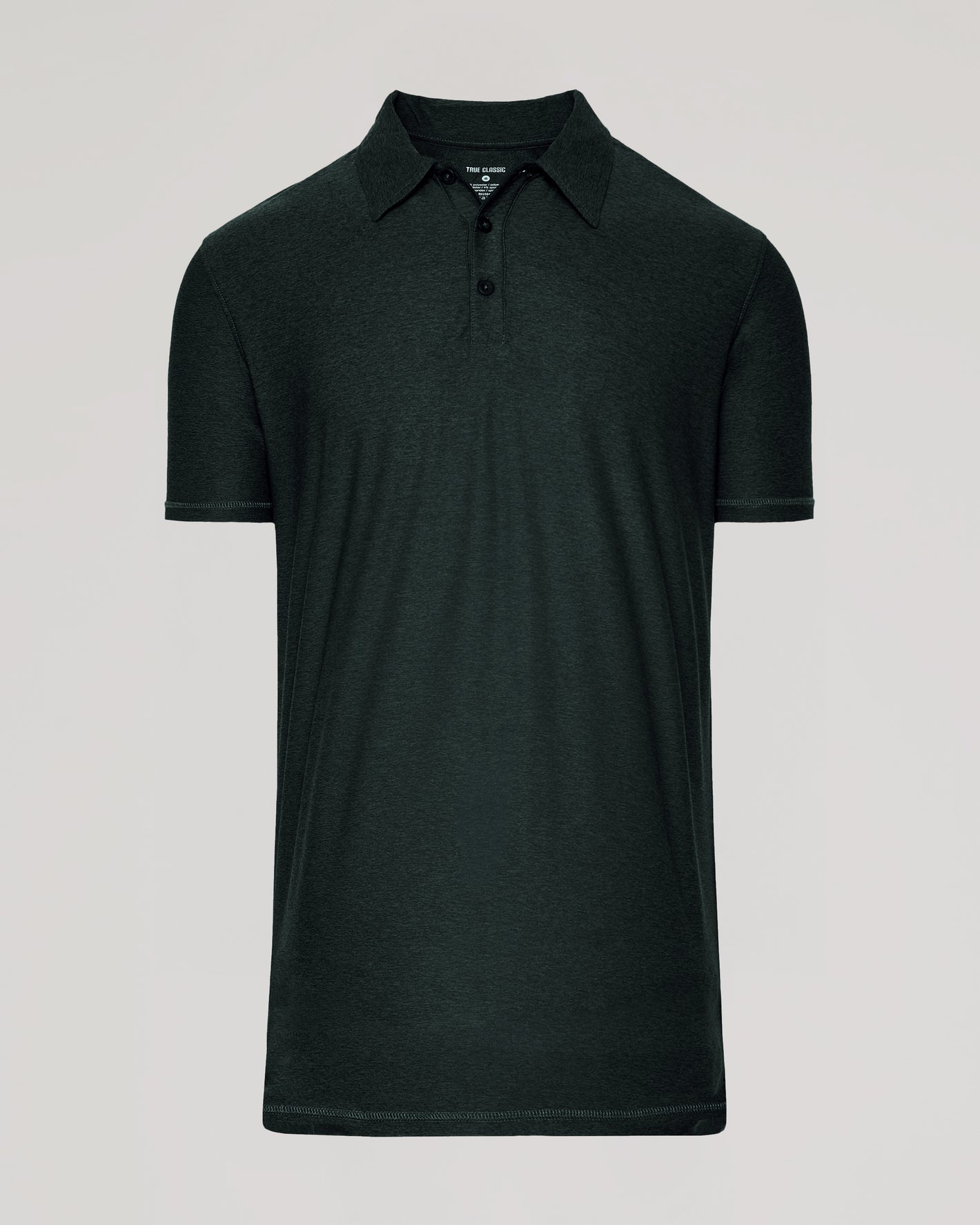 Dark Heather Forest Short Sleeve Tall Active Polo with fold-over collar.