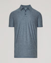 Heather Navy Short Sleeve Tall Active Polo in heathered blue-gray, flat.