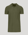 Military Green Short Sleeve Tall Active Polo with classic collar and three-button placket.