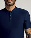 Bearded man in Navy Short Sleeve Tall Active Polo.