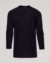 Black Long Sleeve Tall Active Crew, laid out, showcasing its athletic fit.