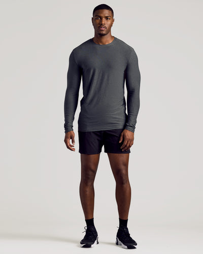 Tall Active Long Sleeve Crew Neck - Charcoal Heather Gray