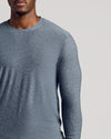 Heather Navy Long Sleeve Tall Active Crew on a man's upper body.
