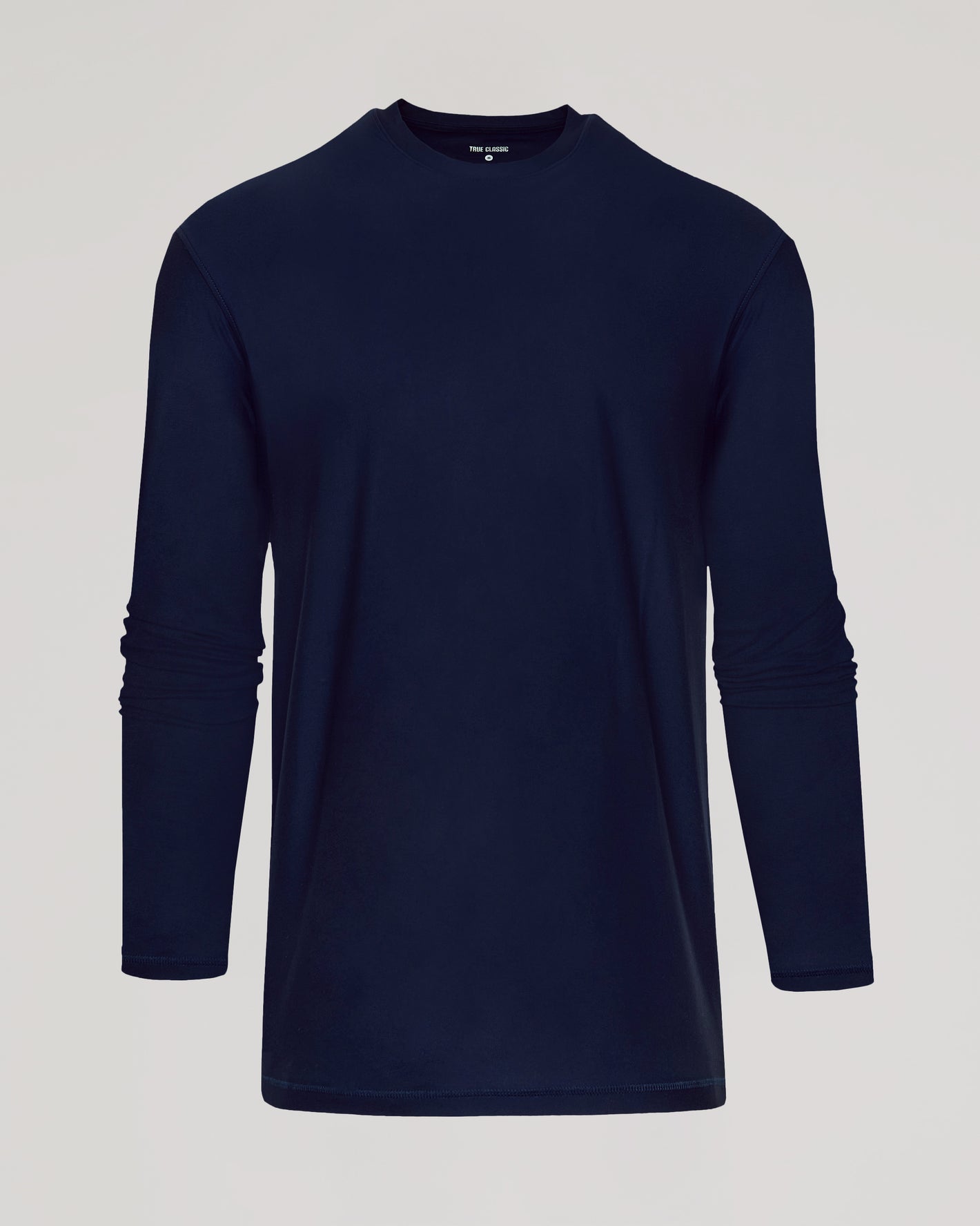 Navy Long Sleeve Tall Active Crew shirt, long-sleeved, crew-neck design.