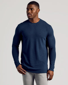 True ClassicNavy Long Sleeve Tall Waffle Crew