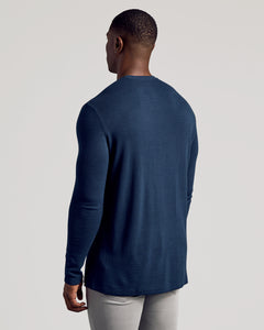 True ClassicNavy Long Sleeve Tall Waffle Crew