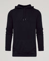 Black Tall Waffle Hoodie with drawstring hood, ribbed cuffs, and kangaroo pocket.