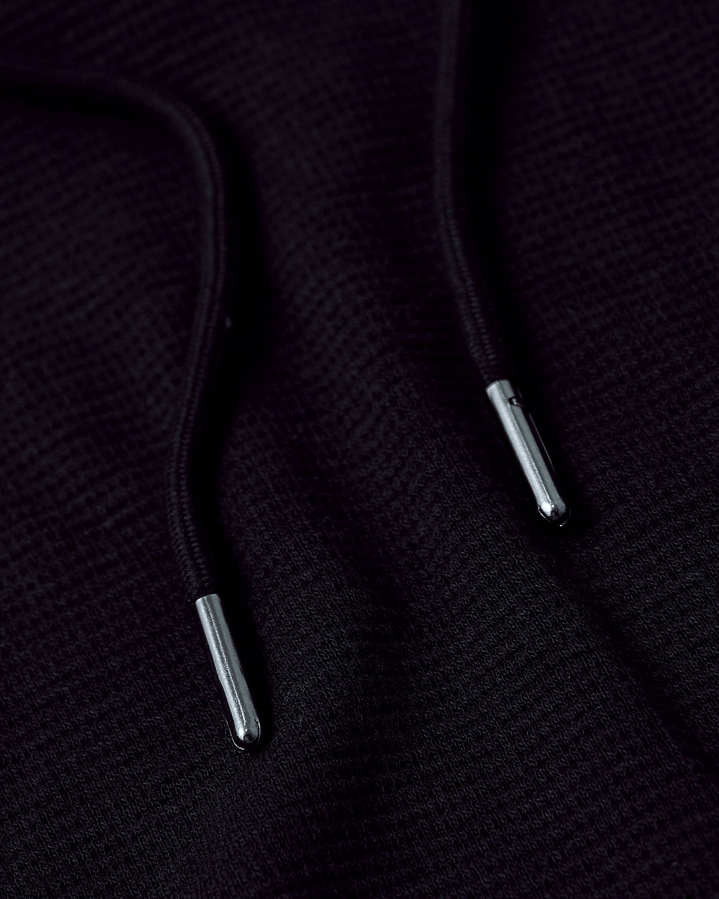 Black Tall Waffle Hoodie 2-Pack, close-up of textured fabric and drawstrings.