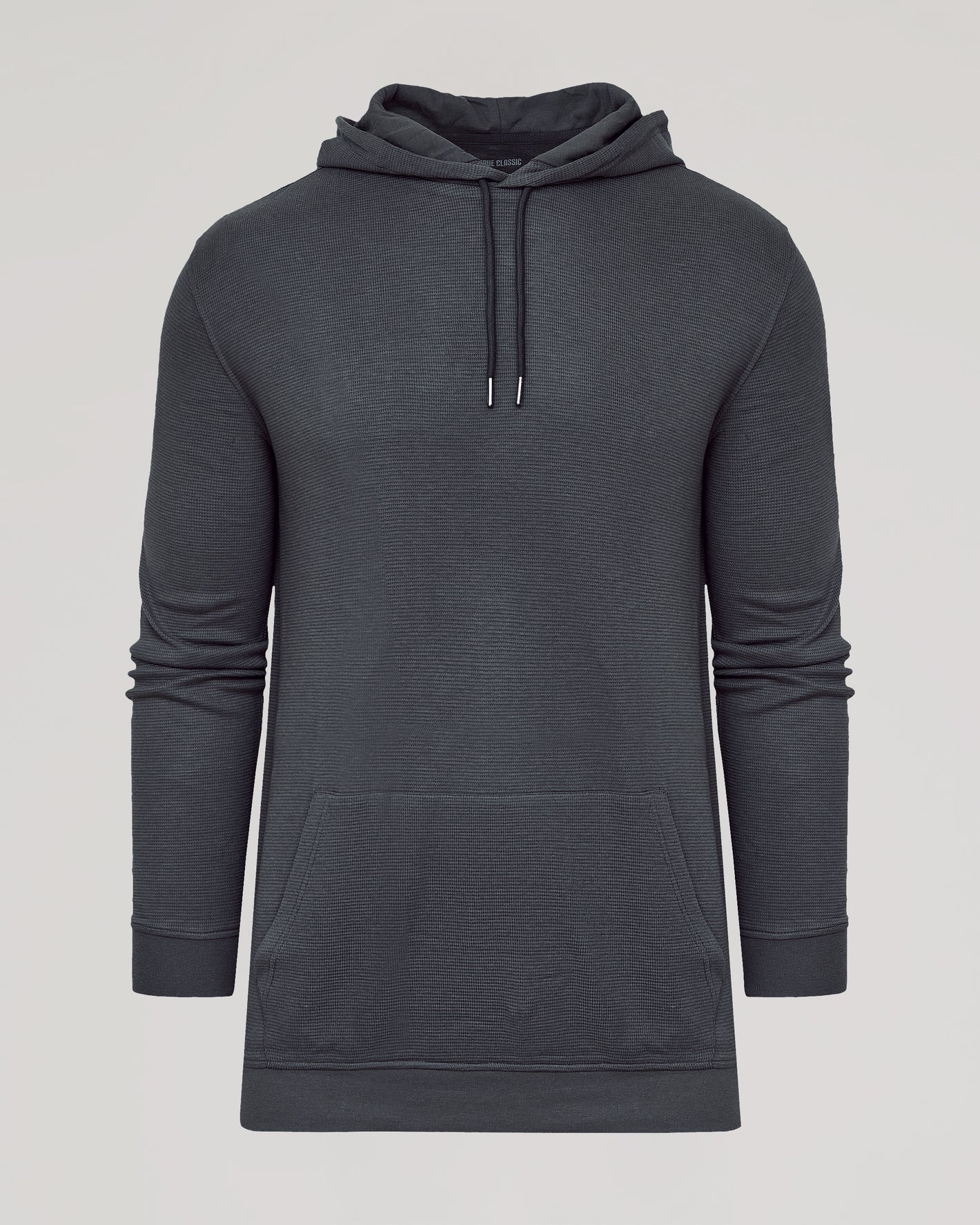 Carbon Tall Waffle Hoodie with drawstring hood and kangaroo pocket.