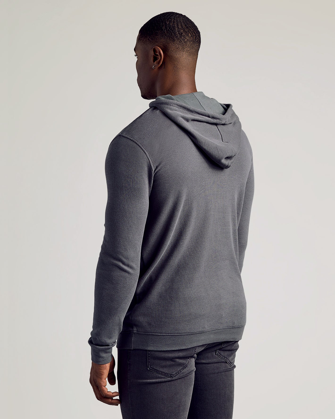 Black & Carbon Tall Waffle Hoodie 2-Pack, dark gray slim fit.