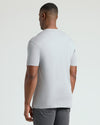 Steel Tall Premium Pima Crew Neck, back view on person, relaxed fit.