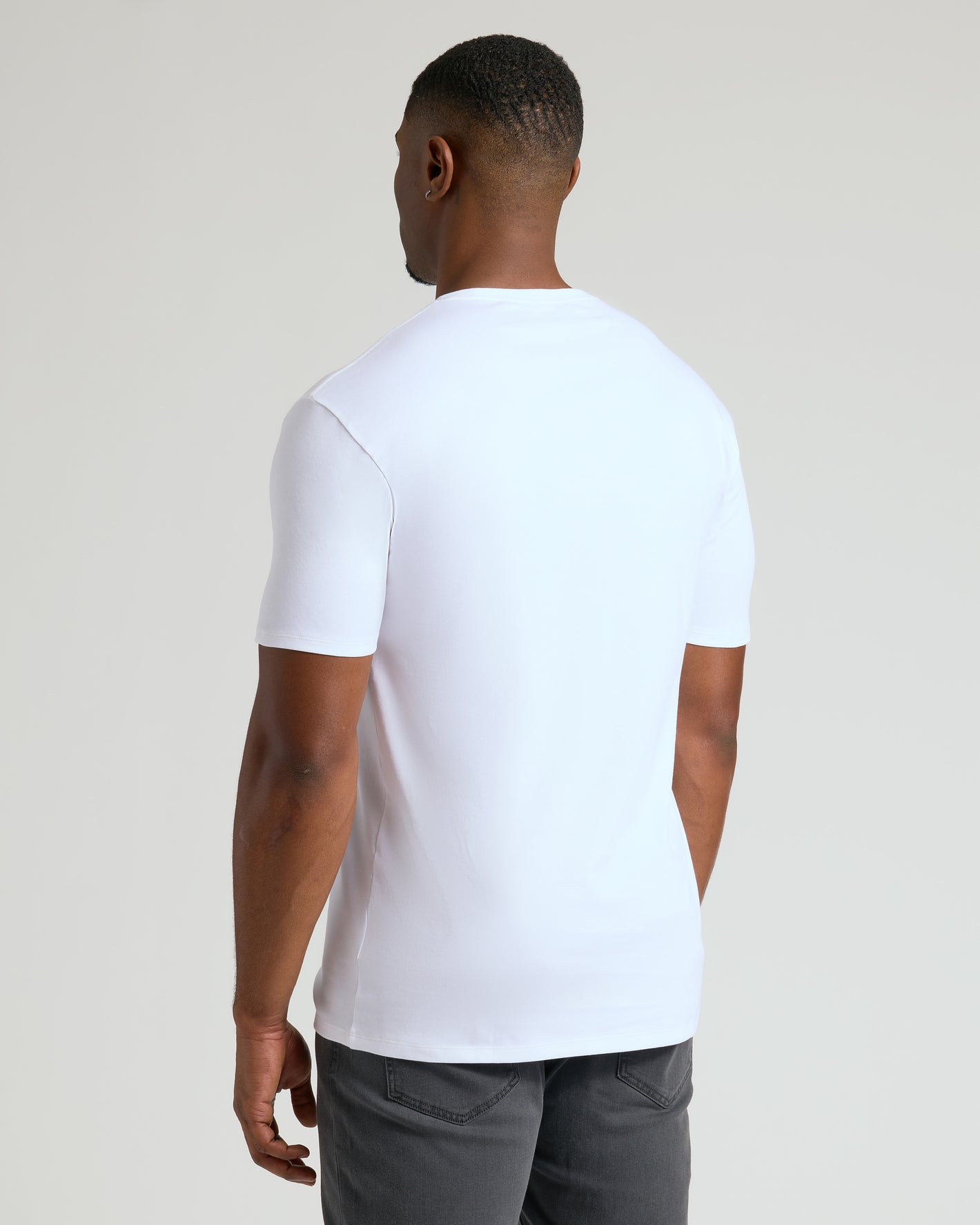 White Tall Premium Pima Crew Neck T-Shirt on man, relaxed fit.