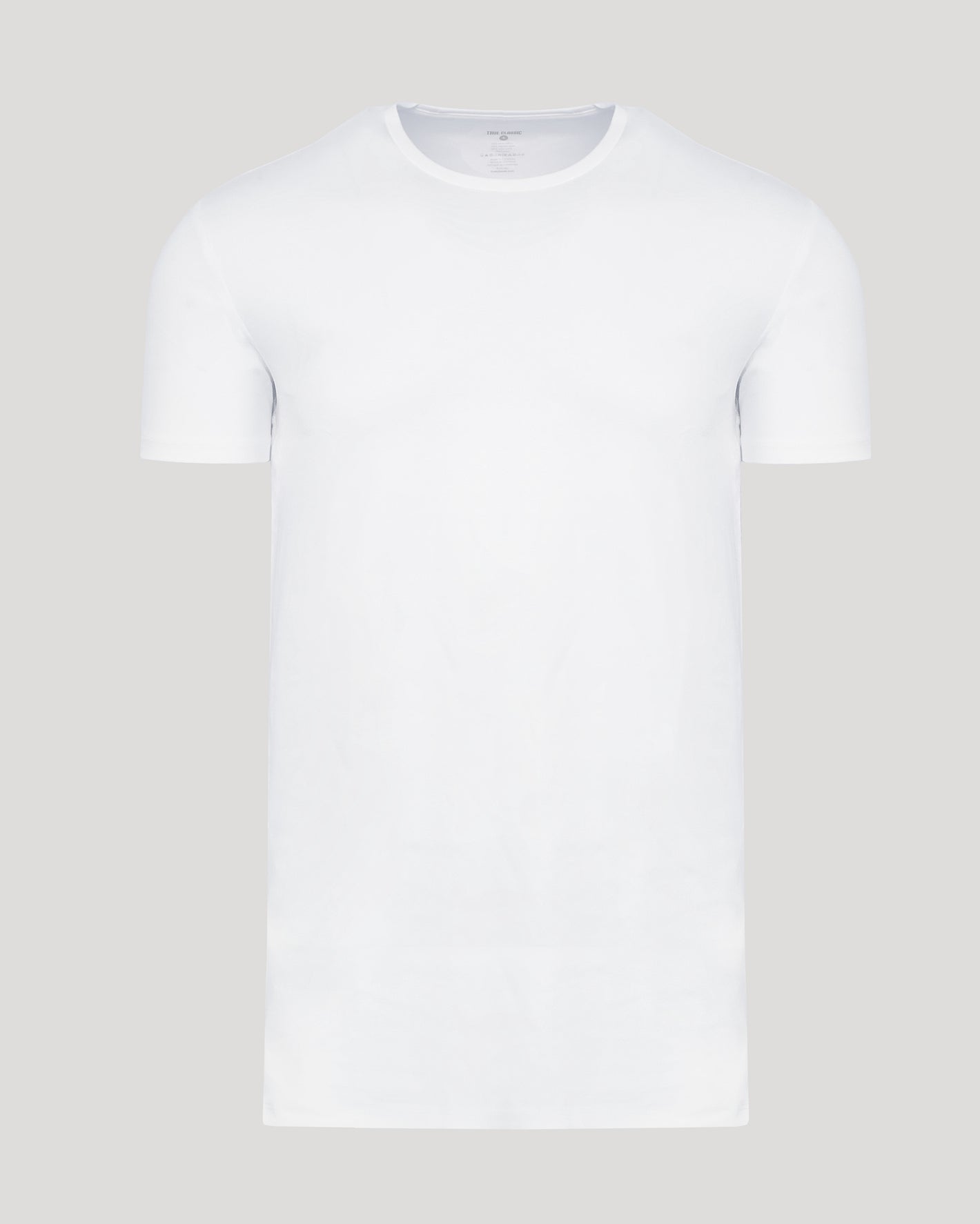 White Tall Premium Pima Crew Neck, short-sleeved, displayed front-on against neutral backdrop.