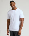 Young man wearing Black & White Tall Premium Pima Crew Neck Tee.